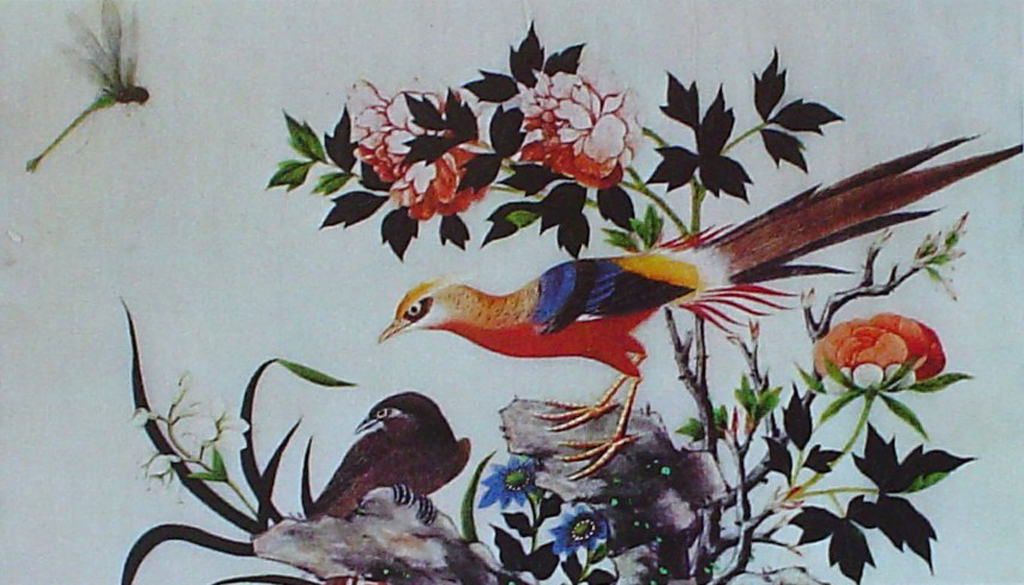 Birds by unknown artist, Arte Chino - silk printed fine art print