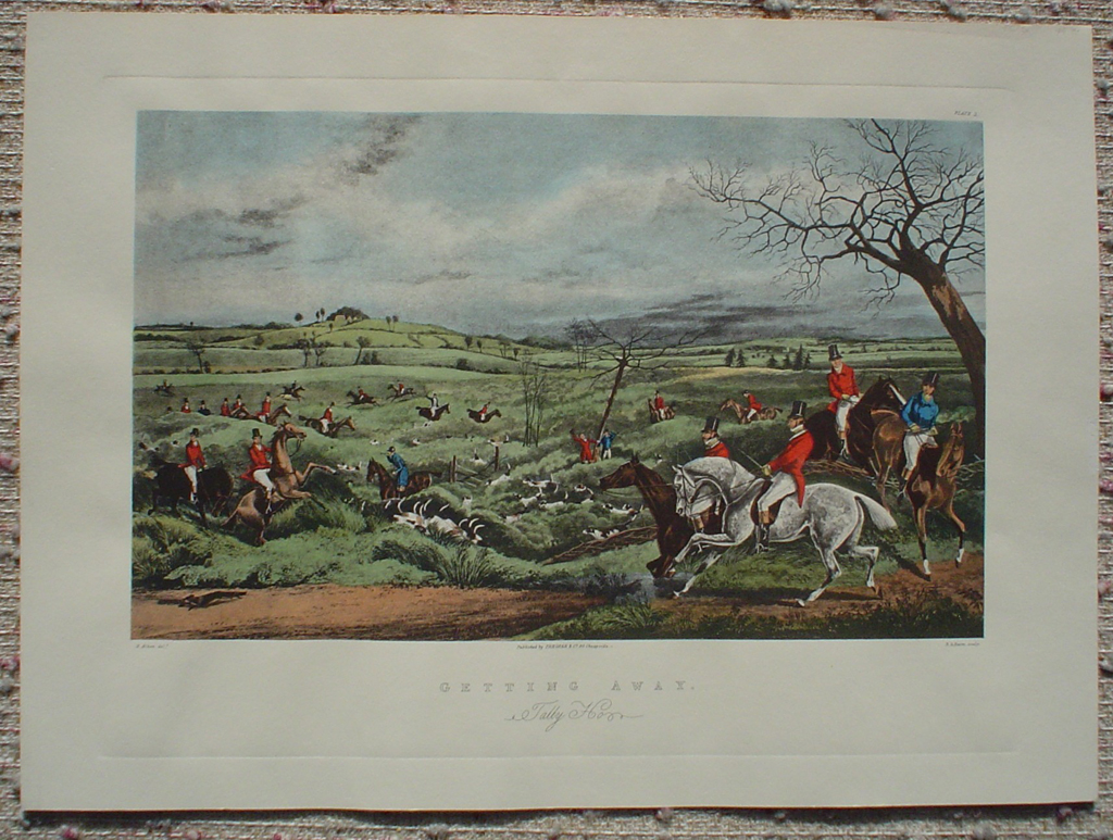 Hunting Scene: Getting Away Tally Ho by Henry Alken, shown with full margins - offset lithograph fine art print