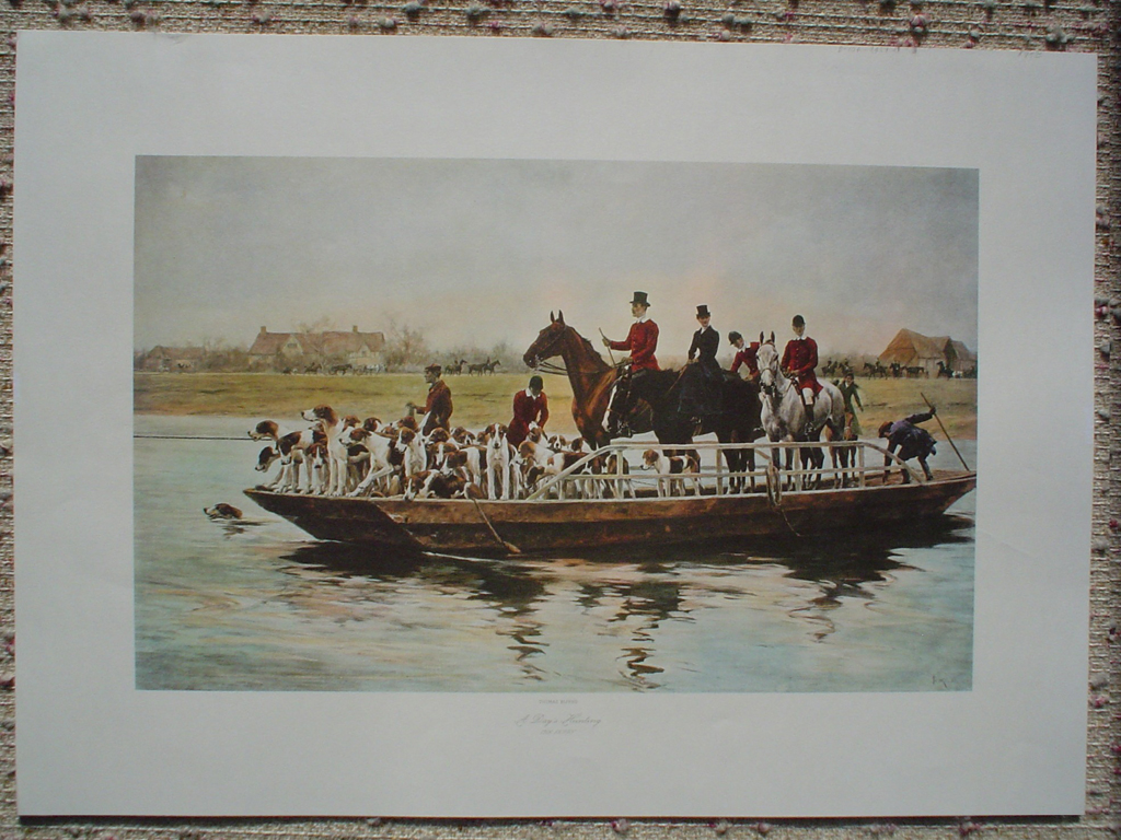 A Day's Hunting, The Ferry by Thomas Blinks, shown with full margins - offset lithograph fine art print