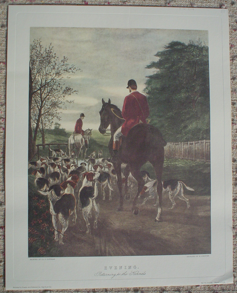 Evening, Returning To The Kennels by Edward A. Douglas, shown with full margins - offset lithograph fine art print