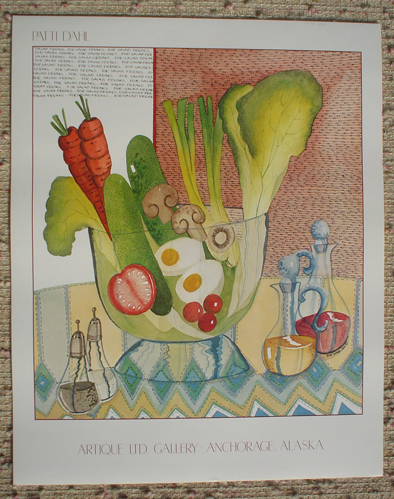 Salad Bowl by Patti Dahl, Artique Gallery, Anchorage Alaska, shown with full margins - offset lithograph fine art poster print