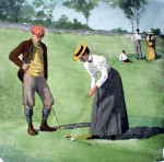 A Twosome Golfing by A.B. (Arthur Burdett) Frost - offset lithograh fine art print