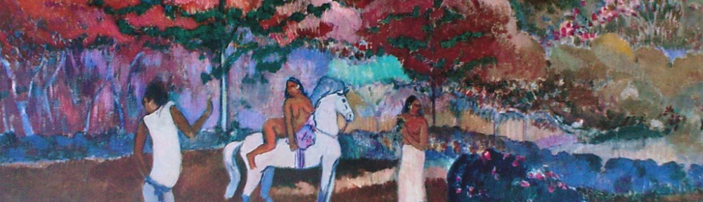 Woman On A White Horse by Paul Gauguin - offset lithograph fine art print
