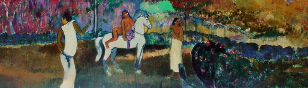 Women And A White Horse by Paul Gauguin, Museum of Fine Arts,Boston - offset lithograph fine art poster print