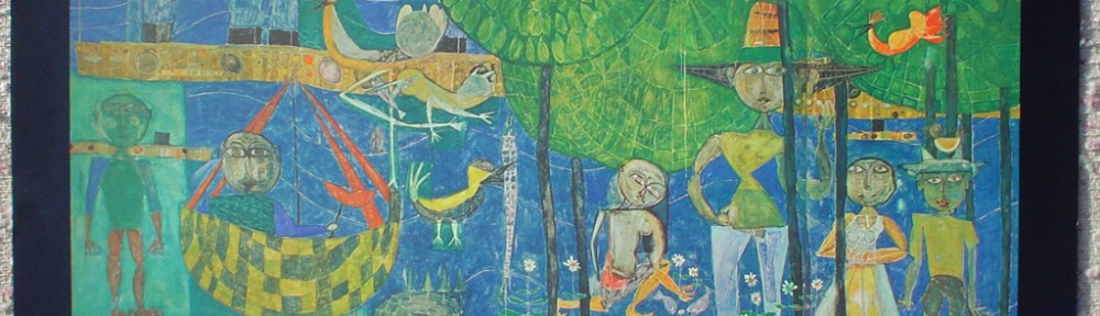 Land Of Men, Birds And Ships by Friedrich Hundertwasser and René Brô, shown with full margins - collectible collotype fine art print, 3rd edition: 2001-3000