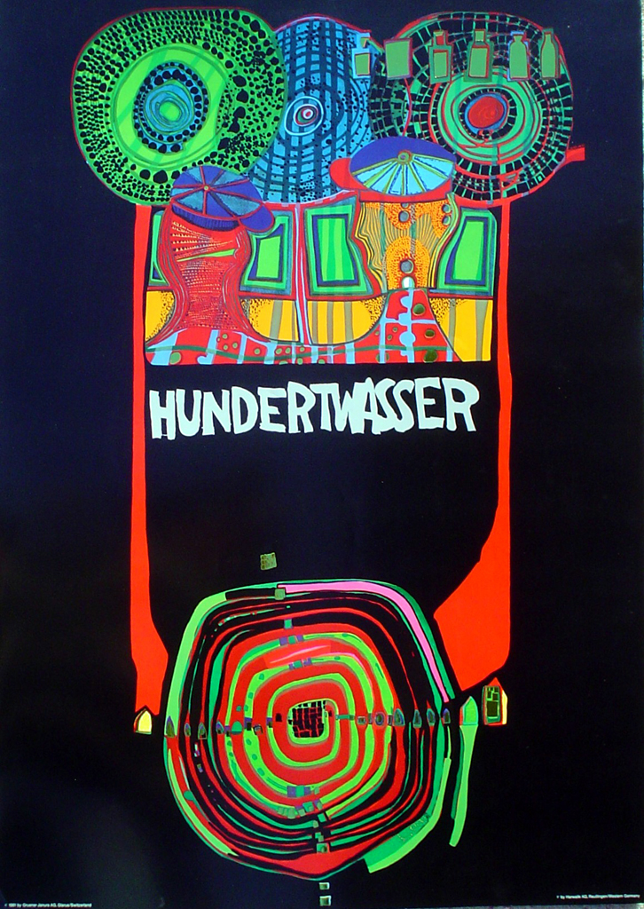 World Tour by Friedrich Hundertwasser - original vintage poster - offset lithograph fine art poster print