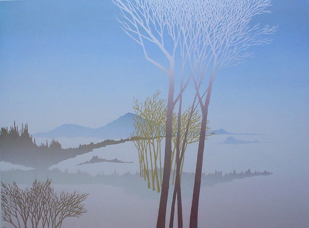 Blue Mountains by Key, local BC artist - offset lithograph fine art print