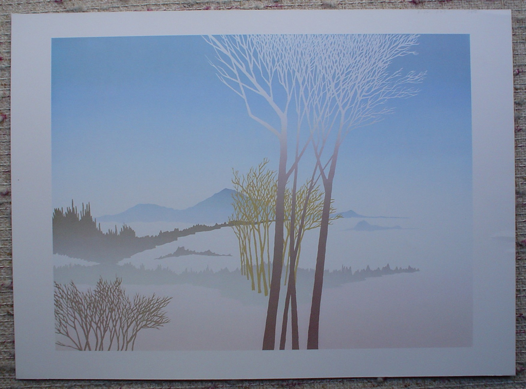 Blue Mountains by Key, local BC artist, shown with full margins - offset lithograph fine art print