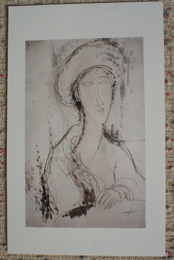 Head Of A Woman by Amedeo Modigliani, shown with full margins - offset lithograph fine art print