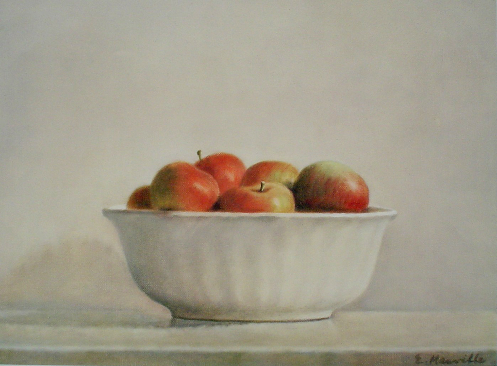 McIntosh Apples In A White Bowl by Elsie Manville - offset lithograph fine art print