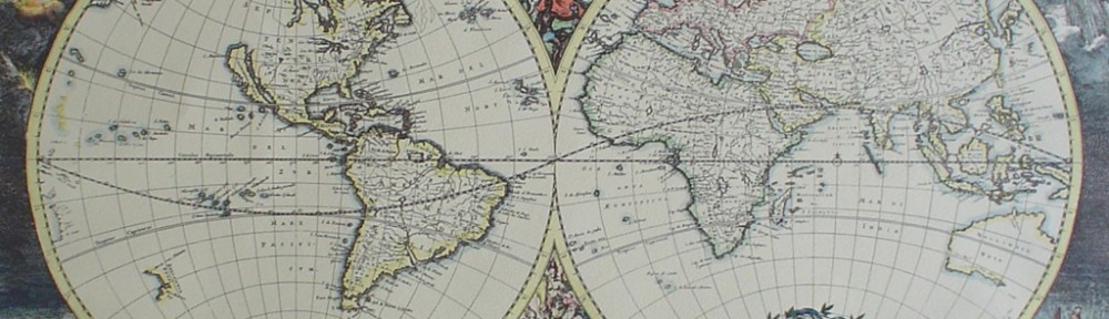 Old World Map With North & South Poles by unknown artist/engraver - restrike etching, hand-coloured original print