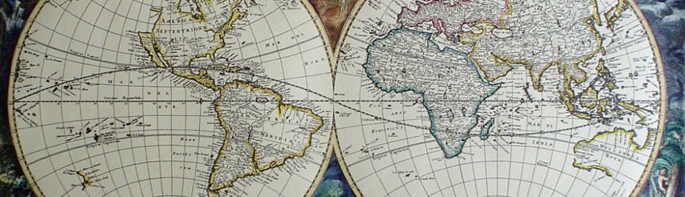 Old World Map by unknown artist/engraver - restrike etching, hand-coloured