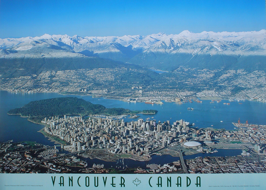 Vancouver, Canada, 1995 by Uwe Meyer - aerial photograph offset lithograph fine art poster print