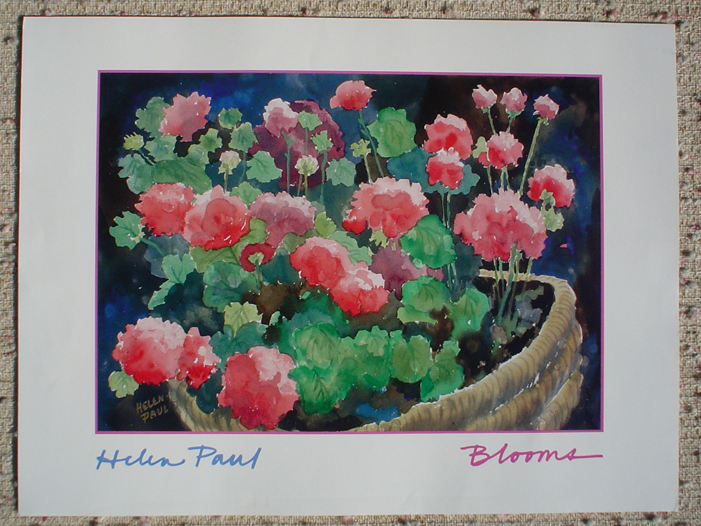 Blooms by Helen Paul, shown with full margins - offset lithograph fine art poster print