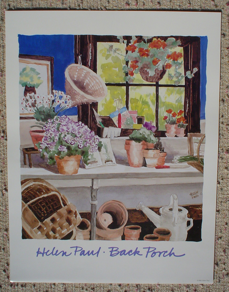 Back Porch by Helen Paul, shown with full margins - offset lithograph fine art poster print