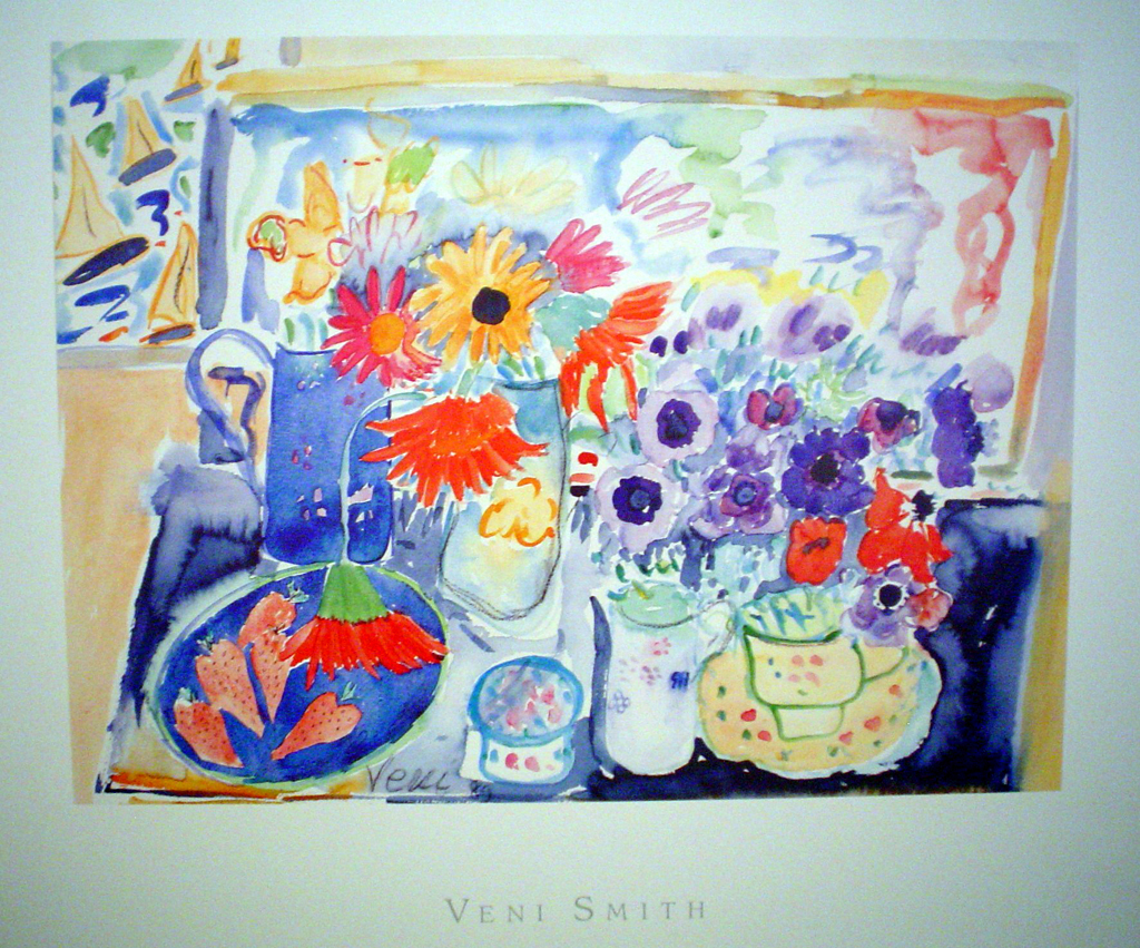 Strawberries And Flowers by Veni Smith - offset lithograph fine art poster print