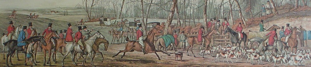 Meeting At Cover by Henry Alken - restrike etching, hand-coloured original print