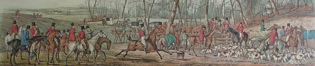 Meeting At Cover by Henry Alken - restrike etching, hand-coloured original print