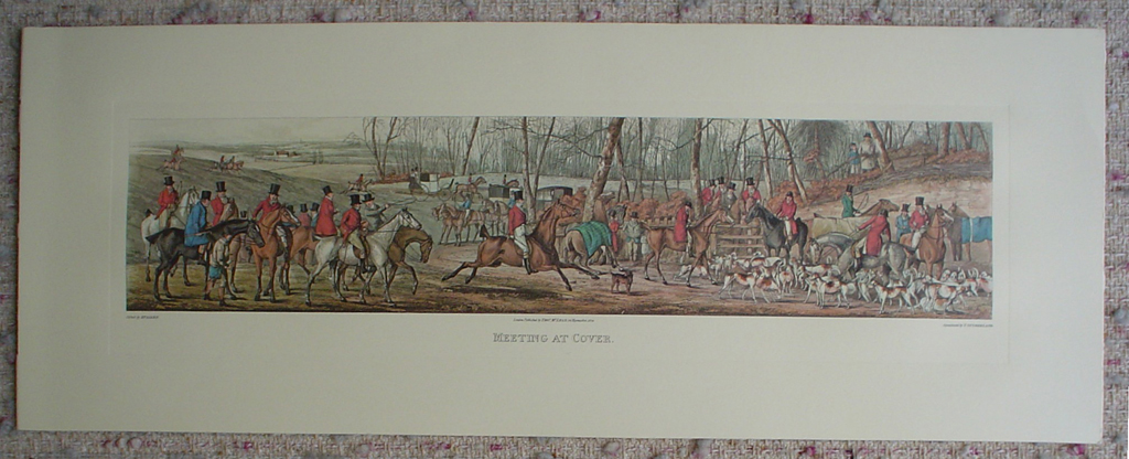 Meeting At Cover by Henry Alken, shown with full margins - restrike etching, hand-coloured original print