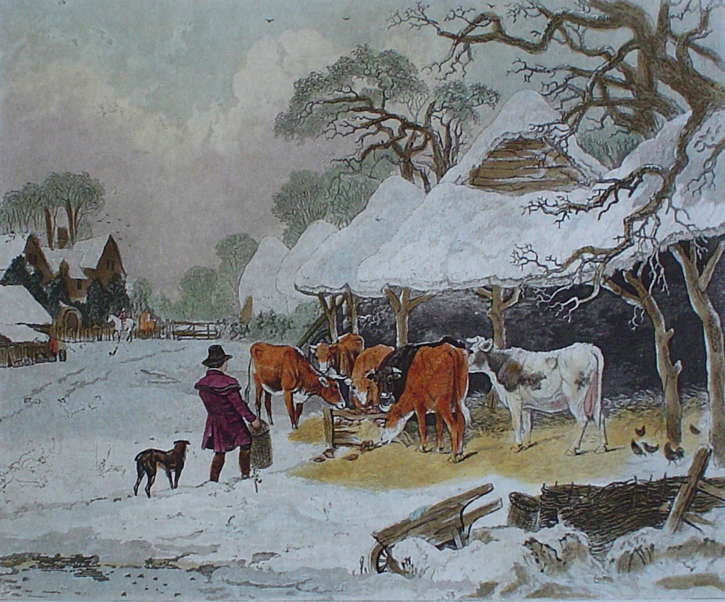 Winter by John Dearman - restrike etching, hand-coloured original print