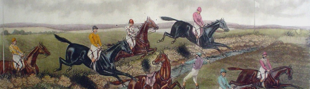 Steeplechase, The Brook by GC Hunt and Son - restrike etching, hand-coloured original print