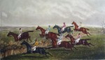 McQueens Steeplechase, The Last Fence by GC Hunt and Son - restrike etching, hand-coloured