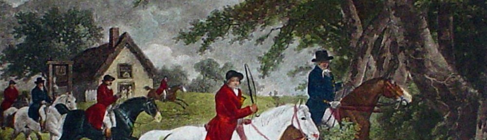 Fox Hunting, Going Into Cover by George Morland - restrike etching, hand-coloured original print