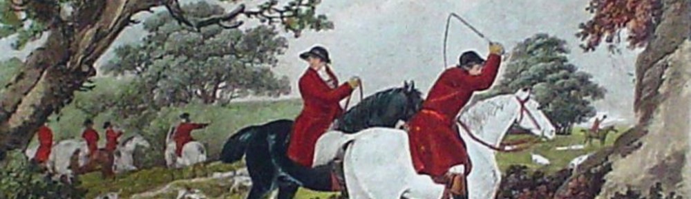 Fox Hunting, The Check by George Morland - restrike etching, hand-coloured original print