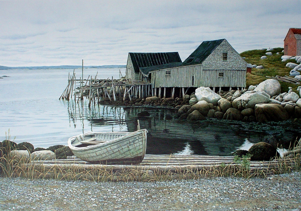 Peggy's Cove, Nova Scotia by Helen Rundell - original lithograph, signed