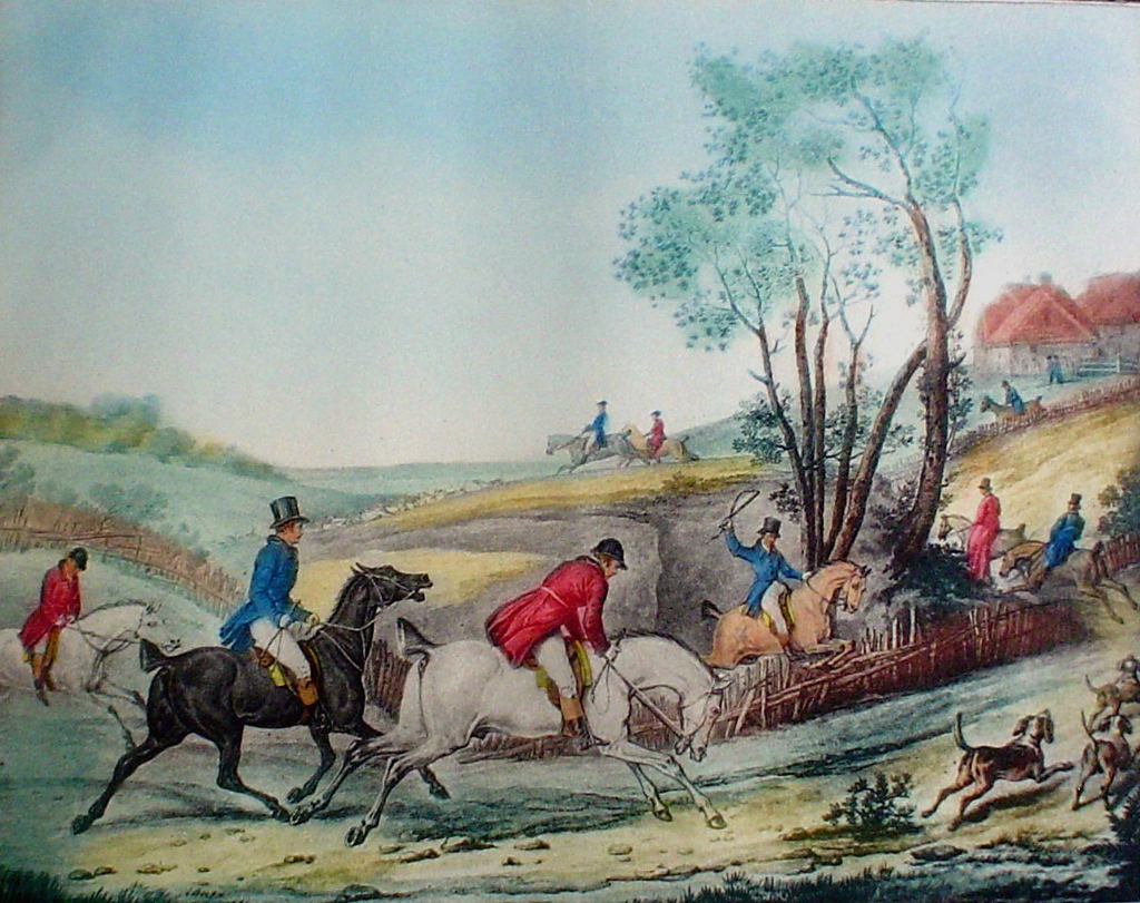 La Chasse by Carle Vernet - restrike etching, hand-coloured original print