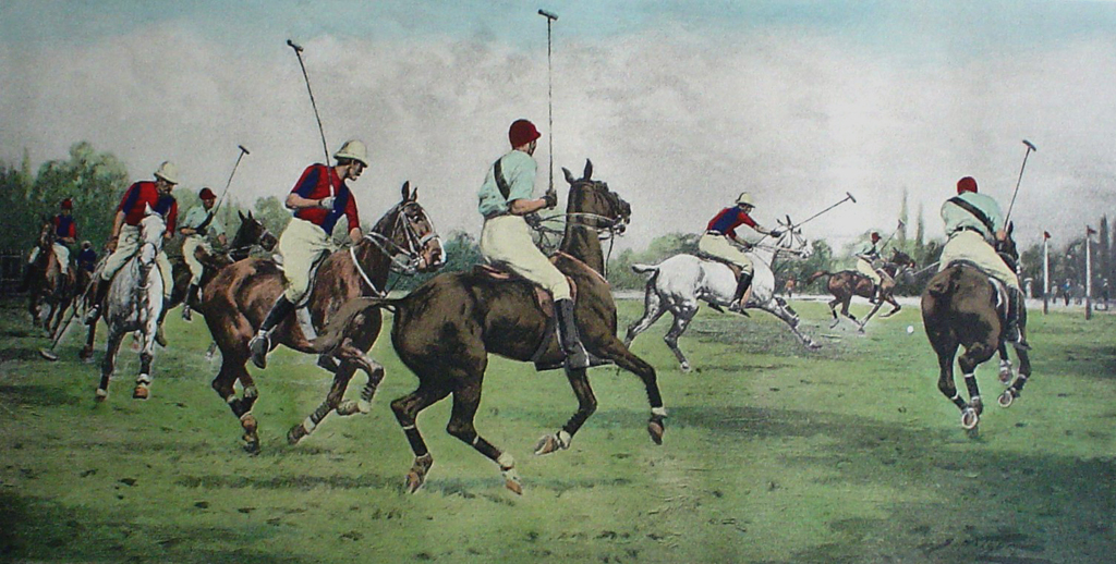 Getting Away With The Ball by George Wright - restrike etching, hand-coloured original print