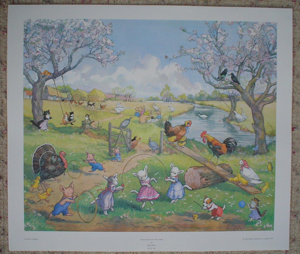 Springtime On The Farm by Molly Brett, shown with full margins - offset lithograph fine art print