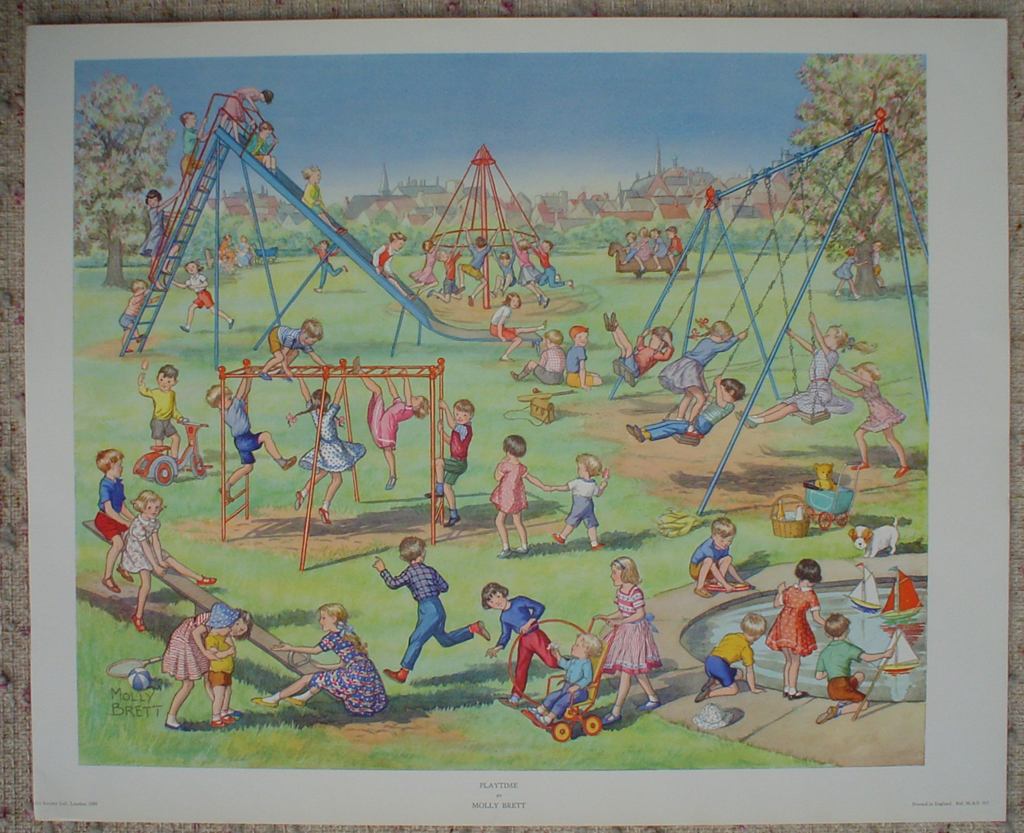 Playtime 1959 by Molly Brett, shown with full margins - offset lithograph fine art print