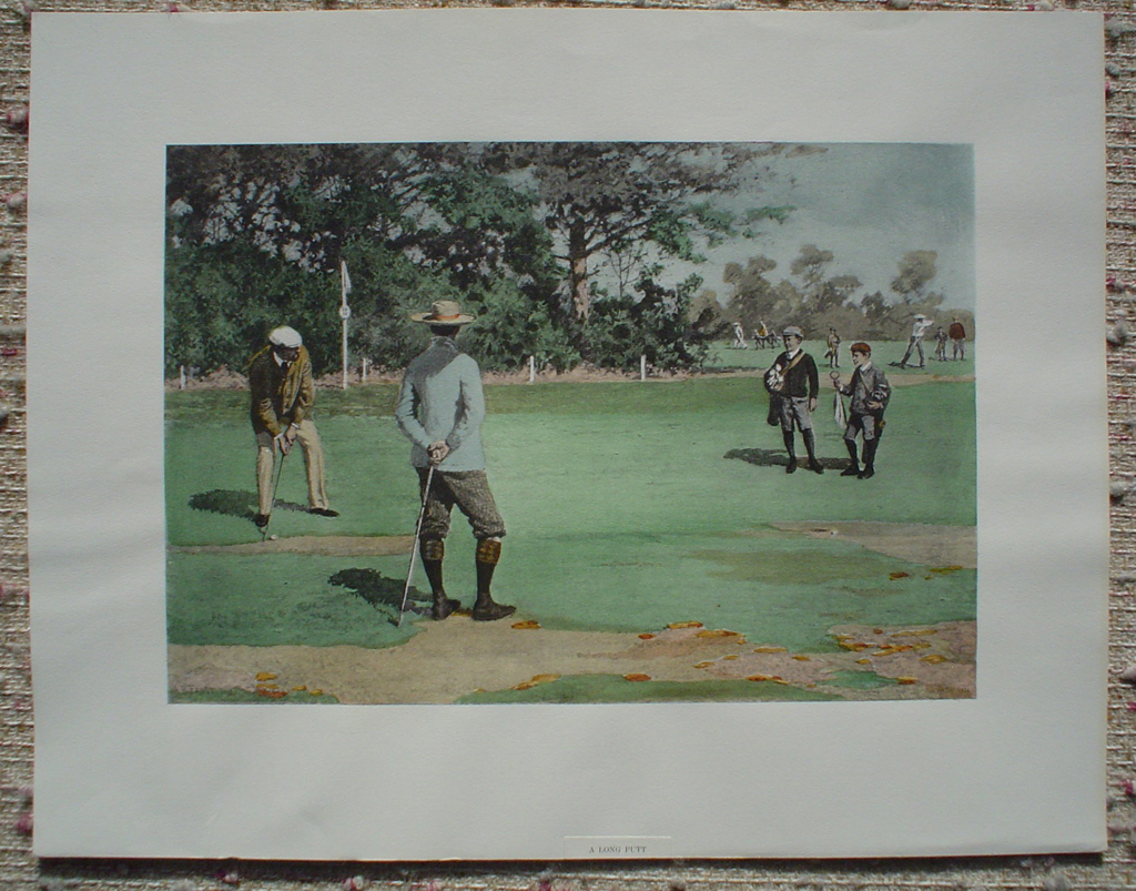 A Long Putt: Golfing Scene by A.B. (Arthur Burdett) Frost, shown with full margins - offset lithograph fine art print