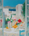 Mediterranean Street View/ Still Life With Flowers And Fruit by George Blouin - original lithograph, signed and numbered 115/ 180