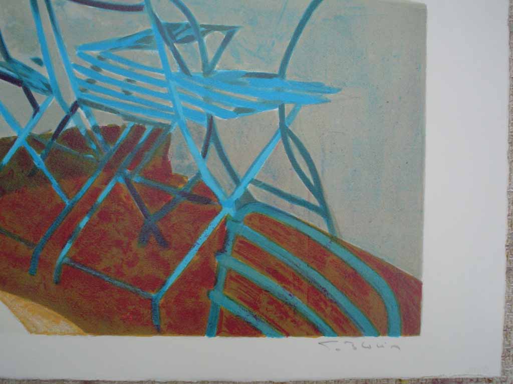 Terrasse Au Soleil/ Mediterranean View by George Blouin, signature detail - original lithograph, signed and numbered 52/ 180