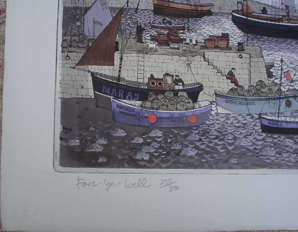 Fare-Ye-Well by Graham Clarke, title detail - original etching, hand-coloured, signed and numbered 255/ 300
