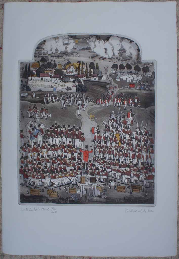 Waterloo Volunteers by Graham Clarke, History of England series, Portfolio Edition, shown with full margins - original hand-coloured etching, signed and numbered 83/200