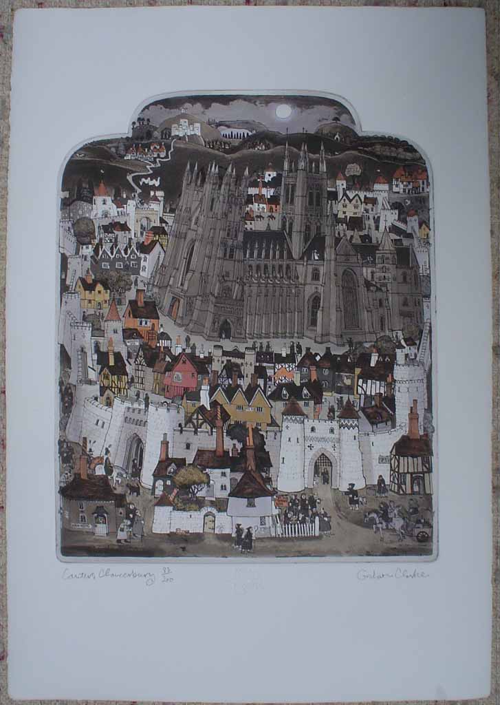 Canters Chaucerbury by Graham Clarke, History of England series, shown with full margins - original hand-coloured etching, signed and numbered 83/200
