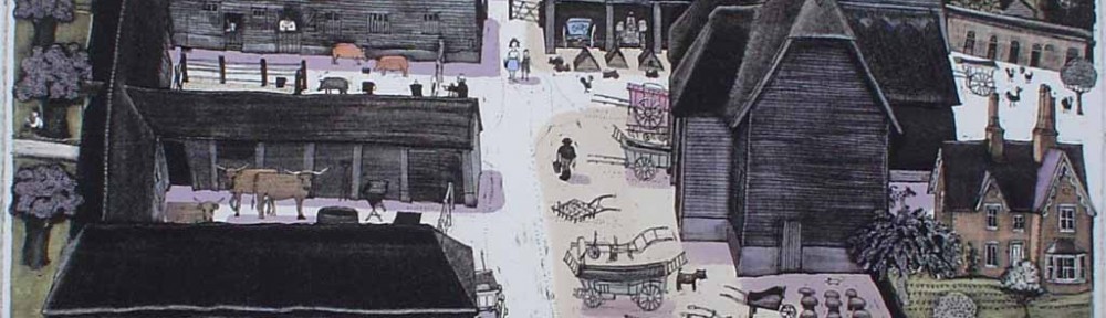 Wimpole Home Farm by Graham Clarke - original hand-coloured etching, signed and numbered 165/ 350