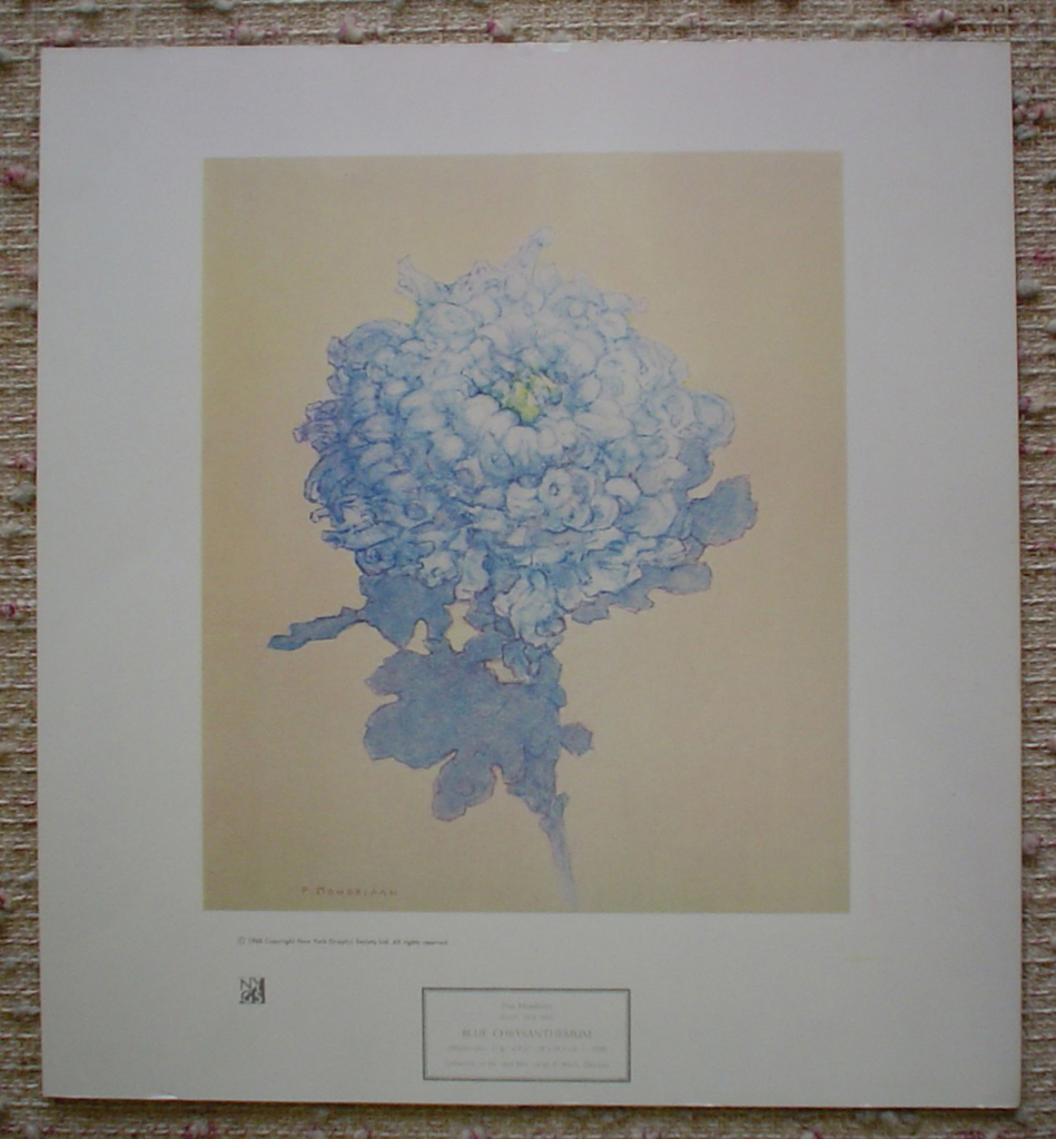 Blue Chrysanthemum by Piet Mondrian, shown with full margins - collectible collotype art print
