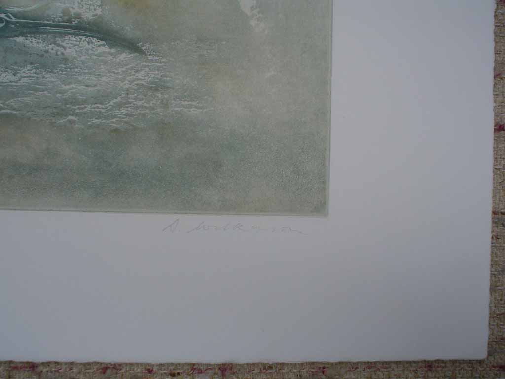 Hebridean Windowsill/ Egg by Donald Wilkinson, signature detail - original lithograph, signed and numbered 4/ 90