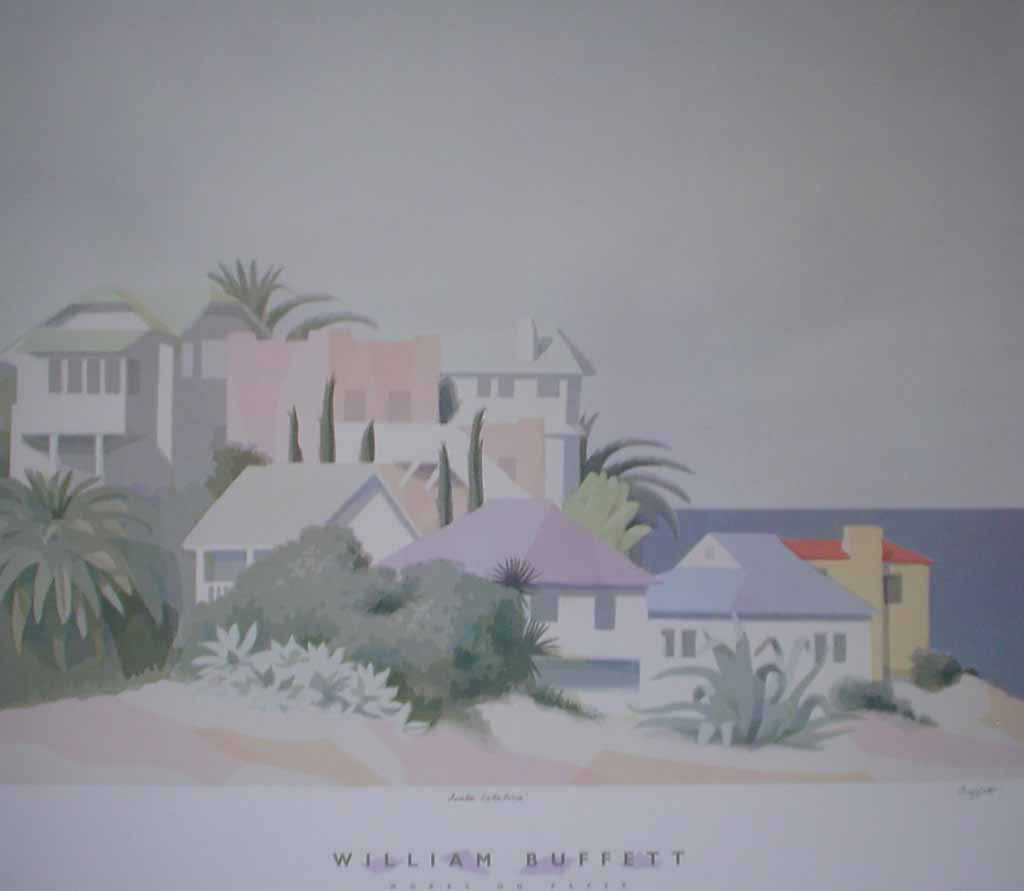 Works On Paper, Santa Catalina by William Buffett, shown with bottom margin - offset lithograph vintage fine art poster print