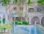 Poolside by Elyse - offset lithograph vintage fine art print reproduction