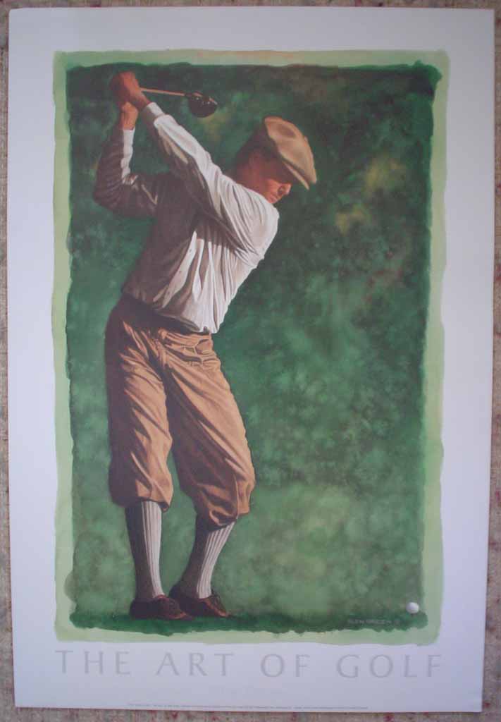 The Art Of Golf: The Drive by Glen Green, shown with full margins - offset lithograph reproduction vintage fine art poster print