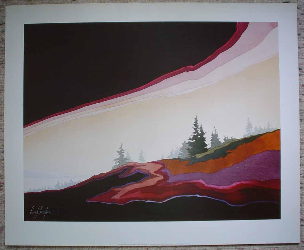 Grouse Mountain by Deryk Houston, shown with full margins - offset lithograph vintage fine art print
