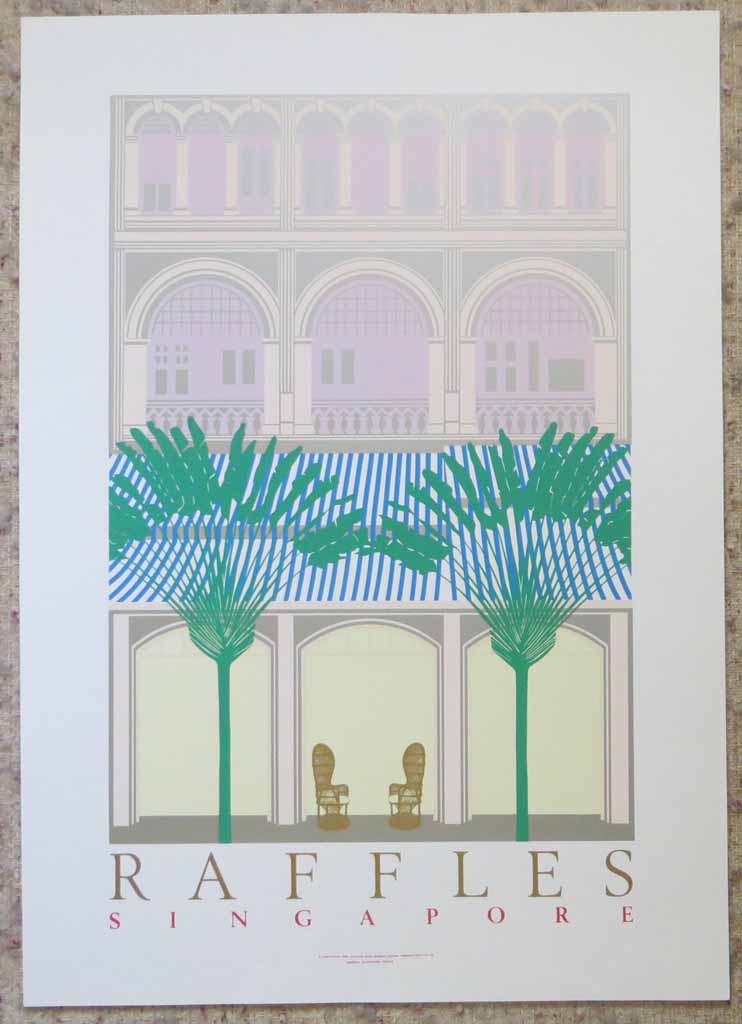 Raffles Singapore by Perry King, shown with full margins - original silkscreen fine art poster