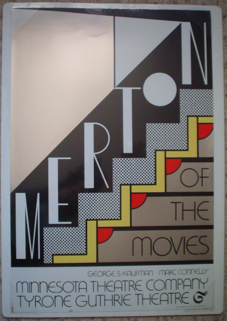 Merton of the Movies by Roy Lichtenstein, shown with full margins - Original Poster 1968, 4-colour screenprint on silver foil