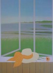 Yellow Hat (untitled) by Mac Squires, Schoolhouse Gallery - offset lithograph collectable vintage fine art poster print
