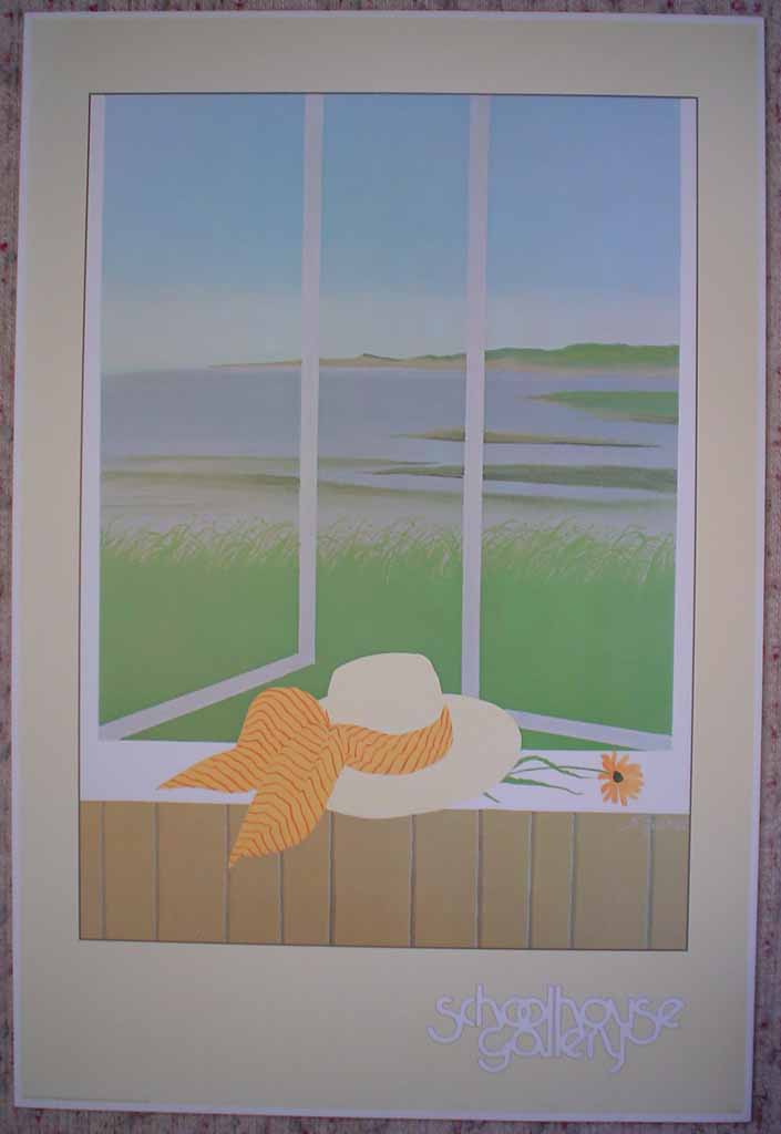 Yellow Hat (untitled) by Mac Squires, Schoolhouse Gallery, shown with full margins - offset lithograph collectable vintage fine art poster print